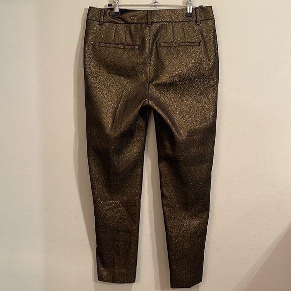 White House Black Market Slim Fit Metallic Gold Ankle Pants - Picture 3 of 6